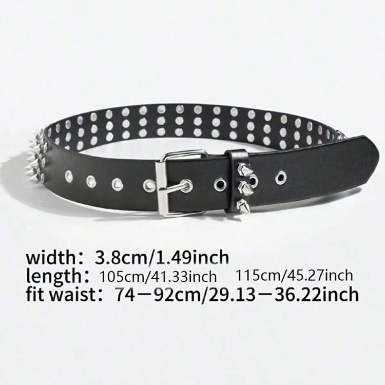Ceinture cloutée d'Halloween, ceinture en PUnk à pointes en PU, accessoire polyvalent en métal fait main, convient aux tailles S, accessoires de métal lourd pour l'automne-hiver, convient aux adolescents, jeunes, hommes, décontracté, extérieur, athlétique, vacances, cadeaux de remise des diplômes, anniversaire, port quotidien - Noir - Voir 5