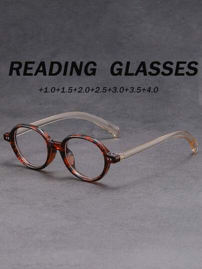 Retro leesbril met rond montuur, unisex mode vintage kleurblokkering lichtgewicht leesbril voor verziendheid