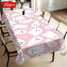 1/20pcs Halloween Theme Tablecloth,Cute Ghost Design Pink Tablecloth,Perfect For Parties,Dining & Home Decor,Halloween Decor
