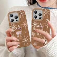 Funda para phone compatible con 16 Pro, 15/14 Plus. Diseño retro de piel sintética de oveja. Diseño artístico moderno en color marrón. Protección premium con acolchado suave, unisex. - Colores mixtos 1 - Ver 6