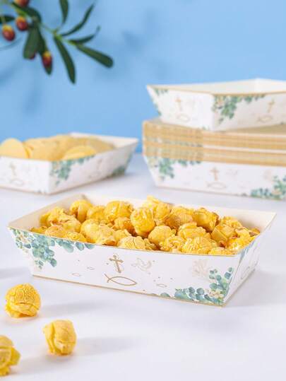 10/24 hộp đựng thực phẩm in hình lá khuynh diệp và chữ thập thanh lịch, hộp đựng khoai tây chiên, hộp đựng bỏng ngô, hộp đựng bỏng ngô, hộp đựng đồ trang trí tiệc sinh nhật và hộp đựng đồ ăn nhẹ cho đêm xem phim tại nhà, thích hợp làm hộp đựng thức ăn trưa, bánh mì nướng, nhà hàng burger