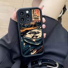 Funda de Teléfono con Patrón de Carro de Carreras de Dibujos Animados Creativos, Nueva Escalera de Ojos de Cielo, Divertida, Simple, a la Moda y  para Hombres y Mujeres, Compatible con iPhone - Colores mixtos - Ver 6