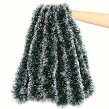 New 4m Long Deep Green & White-Green Color Christmas Snowflake Garland. Artificial Evergreen, Christmas Tree Decor Garland, Christmas, New Year, Holiday Market Ceiling Decor Hanging Streamer, Christmas Tree Ornament,Fake Plants Home Decor Christmas Decorations Room Decor