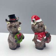 2pcs Highland Yak Resin Craft Decoration, Cross-Border Christmas Home, Garden, Desktop Decorations And Gifts - Multicolor - View 6