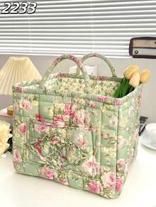 Panier de rangement matelassé à imprimé floral, panier à linge, grande capacité, portable, pliable, panier à goûter, grand panier carré, doux, rustique, chic, pour vêtements sales, essentiels du quotidien pour femmes et filles, panier de rangement pour cosmétiques, jouets, produits de soins de la peau, rangement de maquillage pour femmes, panier de rangement multifonctionnel, organisateur de cosmétiques, décoration d'intérieur, salon, chambre à coucher, salle de bain, convient pour toutes les saisons - Multicolore - Voir 10