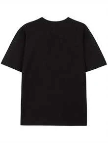 Men's Fibonacci Pattern-Shirt, % Cotton, Short Sleeve, Crew Neck, Washable, Black And Golden Geometric Print - Dad, Mom, Or Friends(S-) - Black - View 4
