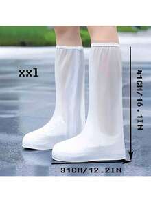 Waterproof Rain Shoe Covers, Calf-Length Shoe Covers, Thick Anti-Slip Durable Reusable Shoe Covers