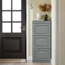 SoBuy 3 Flip-Drawers Shoe Cabinet Shoe Rack Shoe Storage Cupboard Organizer Blue W53 X D24 X H118cm FSR94-B - 灰色 - 查看 2
