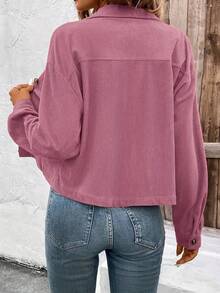 2025 Autumn/Winter Korean-Style Warm And Fashionable Coat, Corduroy Coat That Is Versatile And Suitable For Daily Wear, Elegant Appearance - 粉色 - 查看 3