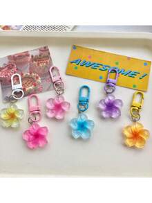 6 pièces Porte-clés transparents Plumeria, décoration de fleurs en résine de style dessin animé, porte-clés durable avec mousqueton, ensemble de porte-clés décoratifs d'anniversaire pour sacs et clés de voiture, avec porte-badge, accessoires de voiture, breloques de sac - Lot de 6 porte-clés frangipaniers - Voir 13