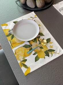 1 pièce/4 pièces/6 pièces/48 pièces Sets de table style nordique à motif citron, résistants à la chaleur, dessous de plats pour tasses à café et bols, lavables, fournitures de décoration pour fête, cottage, hôtel et maison