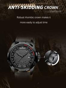 NAVIFORCE 男士時尚石英腕錶 真皮錶帶 運動防水手錶 附日期功能 - 黑灰 - 查看 3