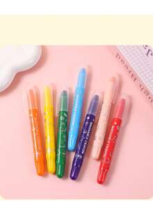 6pcs/10pcs Water-Soluble Large Capacity Colorful Crayon Rotary Drawing Pen, Children's Non-Staining Painting Brush, Oil Painting Brush