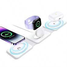 三合一无线充电器，兼容 12/13/14/15/16、3/Pro，可折叠磁吸式无线充电站，旅行必备，圣诞/家居好礼 - 彩色 - 查看 8