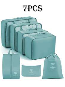 9件套大容量旅行收纳袋，多用途衣物及个人护理用品分类收纳袋，超强收纳能力，节省空间，防尘收纳袋，轻便旅行打包袋，易于打包携带