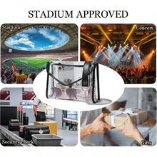 Clear Purse For Women Stadium Approved, Clear Crossbody Bag With Leather Edging For Concert Sports Events - 黑色-銀鍊配肩帶墊 - 查看 6