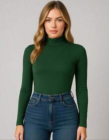 Women's Bodysuit Long Sleeve Cacharrel Simple Elegant Party Casual Fashion - 軍綠色 - 查看 1