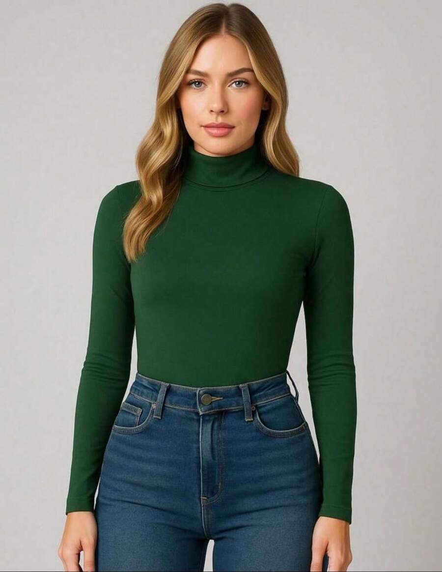 Women's Bodysuit Long Sleeve Cacharrel Simple Elegant Party Casual Fashion - 軍綠色 - 查看 1