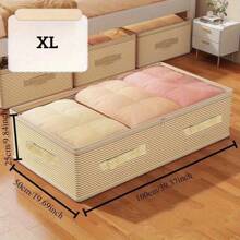 大容量可折叠床下收纳袋，防水防尘季节性衣物和毛毯收纳袋，配有大型 PVC 观察窗和加固手柄，方便查看和携带，条纹图案波西米亚风格，可清洗和重复使用，适用于宿舍收纳、衣柜收纳、床下收纳、万圣节物品收纳、圣诞节物品收纳和房间装饰。 - 彩色 - 查看 9