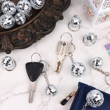 42pcs -14 Sets Disco Ball Keychain Gift Bag With Thank You Cards, For Carnival Birthday Celebrations, 1970s Party Favorites Key Chain, For Christmas Halloween Graduation Thanksgiving Wedding Party Favors, Party Supplies - 銀色 - 查看 6