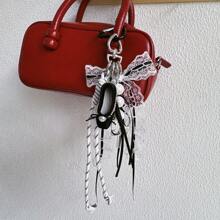 1pc Ballet Style 3D Bow Ballet Shoes Ribbon Pendant Keychain Lace