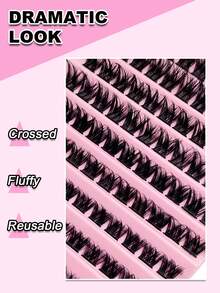Rikuaild 110片D型卷翘浓密睫毛簇，DIY睫毛嫁接，蓬松柔软交叉睫毛簇，自然假睫毛，睫毛簇，单根睫毛，假睫毛 - D - 查看 2