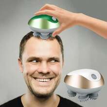 4-Head Silicone Scalp Massager, USB Rechargeable Handheld Multi-Function Head Kneading Massage Device