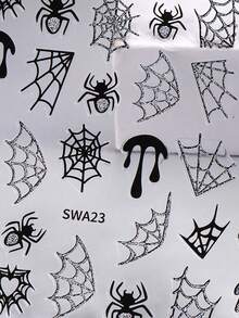 1/7 Peças Adesivos de Unha de Aranha de Halloween, Teia de Aranha de Strass da Moda, Coração, Estrela Decalques de Arte de Unha, Decoração de Unha DIY da Moda, Adequado como Presente para Família, Namorada, Melhor Amiga