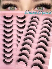 10pairs 5d Mink Fur False Eyelashes,Crossed & Voluminous Natural And Dramatic Lashes - Black - View 8