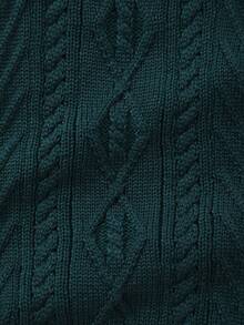 Boys' Collegiate Style Solid Color Cable Knit Sweater Vest - Dark Green - View 5