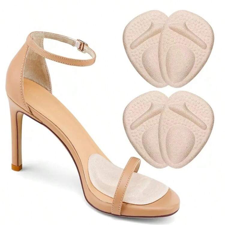 1 Pair Soft Silicone Anti-Slip Forefoot Pads, Comfortable Cushion Inserts To Prevent Pain & Friction, Suitable For High Heels, Shoes, Sandals, Reduce Shoe Size - Multicolor - View 2