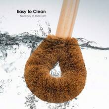 1pc Wooden Dish Brush, Natural Coconut Fiber Scrubber Brush, Long Handle Pot And Pan Cleaner, Tough On Grease And Grime, Comfortable Grip For Easy Use, Ideal For  Kitchen Living, Reduces Plastic Waste In Home (Random Color) - 棕色 - 查看 4