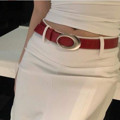 American Retro Y2K Belt Women, Red Simple High-End Accessory, Belt With Unique Design, Versatile And Niche BAVS