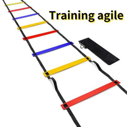 1 Set de Escalera de Agilidad Colorida de PP, para Entrenamiento de Velocidad, Escalera de Velocidad Horizontal Multisize con Conos, Equipo de Ejercicio de Técnica de Fútbol y Baloncesto, Equipo de Entrenamiento de Acondicionamiento Físico de Fútbol