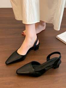 Giày Mary Jane cổ điển cho nữ, mẫu mới mùa thu 2025 kiểu Pháp, mũi thấp, gót dày, giày da nhỏ cao gót, gót chunky. - màu đen - Xem 4