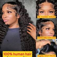 NARNI 30 Inch 250% Density 13x4 HD Loose Deep Wave Lace Front Wigs Human Hair Pre Plucked Loose Wave Transparent Lace Frontal Wigs Human Hair 12A Glueless Wigs Human Hair Pre Plucked With Baby Hair For Women - Natural Black - Xem 4