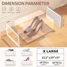 12Pcs Transparent Plastic Shoe Storage Box Organizer | Stackable, Shoe Boxes Clear Plastic Stackable Shoe Storage Boxes For Size 12 - Black-12Pcs - 查看 6