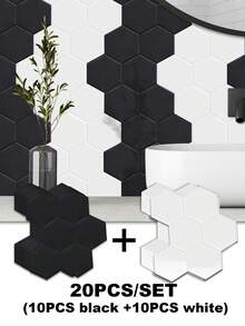 Black Large Hexagonal Matte Finish Self-Adhesive Kitchen Wall Tiles - Waterproof, Renovation Stickers Peel Wall Panels, Wall Paper, Wallpapers, Spring Decoration Items Refresh Your Home, Rama Decoration Stickers Gifts Birthday Graduation - Black - View 17