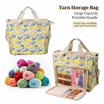 1 pieza Bolsa de almacenamiento de hilo de ganchillo, bolso de hombro portátil para herramientas de costura, con varios patrones impresos disponibles, adecuado para almacenar hilo, ganchos de ganchillo, accesorios DIY, gran regalo para esposa, madre, niños