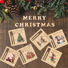 1/4/6 Pcs Christmas Gift Money Clips, Perfect For Christmas Party Celebrations, Party Favors And Decorations, Cash Blessings, Home Decoration Pendants, Christmas Gift Ornaments, Christmas Tree Decoration Pendants, Durable Woodwork. Gift Wrapping Accessories.