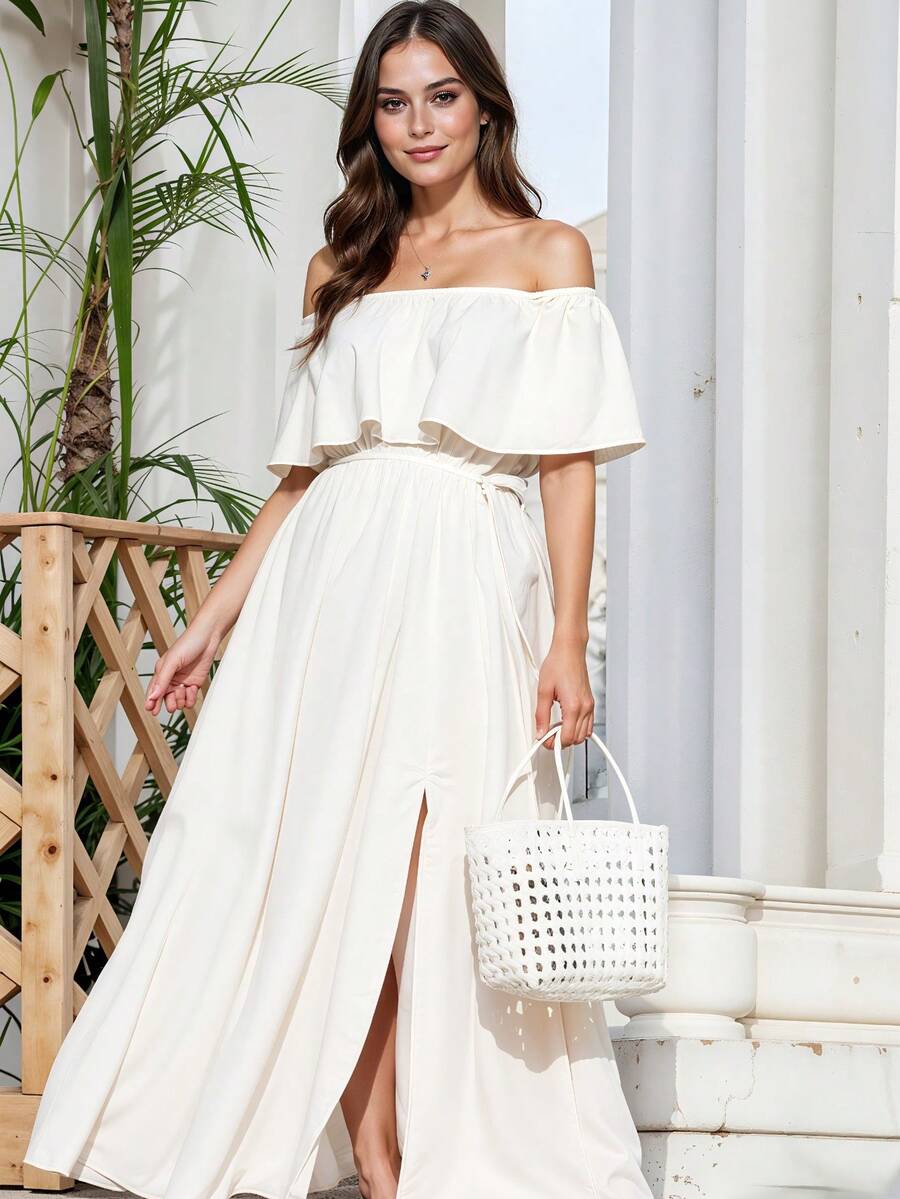 Women Maxi Dresses - White - View 1