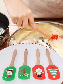 1pc Christmas Silicone Spatula Christmas Spatula Set Christmas Kitchen Utensils With Wooden Handle Christmas Cake Decorating Spatula For Cooking Baking Stir Butter Cream Christmas Christmas Decorations Christmas Pajamas Christmas Gifts Christmas Decor