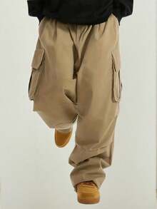 Men's Casual Fashion Cargo Pants With Multiple Pockets, For Autumn/Winter Spring - Khaki - View 3