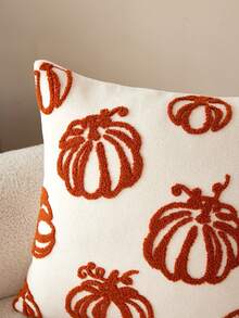 1pc Thanksgiving Beige Pumpkin Embroidered Throw Pillow Cover, Suitable For Indoor Decor, Harvest Festival Decorative Pillow Cover, Pillow Insert Not Included - Beige - View 8