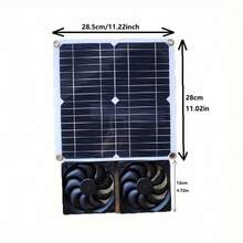 1 Pc 20W Solar Fan Kit - Dual Cooling Fans For DIY Ventilation, Adjustable Mounting Brackets Solar Panel For Chicken Coops/Greenhouses/Sheds - 20W雙風扇 - 查看 5