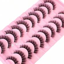 10pairs 5d Mink Fur False Eyelashes,Crossed & Voluminous Natural And Dramatic Lashes - màu đen - Xem 6