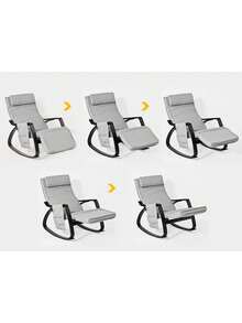 SoBuy FST20 NEW Rocking Chair With Bag 5-Way Relaxing Chair Adjustable Footrest Swing Chair Black PU Frame Load Capacity 150kg - Grey - View 8