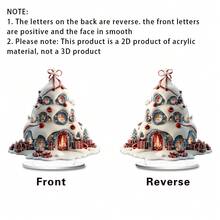 1/4pcs Christmas Cottage Desktop Decoration Ornaments, 2D Acrylic Christmas Party Supplies, Christmas Tree Cottage And Gift Design, Living Room Bedroom Home Decoration, Office Desktop Decoration, Christmas Gift - Multicolor - View 9