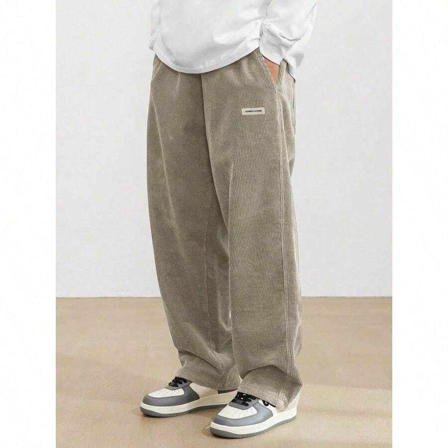 Men's Solid Color Casual Everyday Trousers Men's Streetwear Pants, Boy Friend Gifts, Back To School - 駝色 - 查看 1
