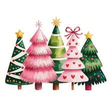 1 pièce/2 pièces/3 pièces Autocollants de transfert de chaleur d'arbre de Noël colorés, boostez instantanément l'ambiance de Noël, applicable aux t-shirts/masques/jeans/sacs à dos, lavable en machine, décalcomanies unisexes DIY